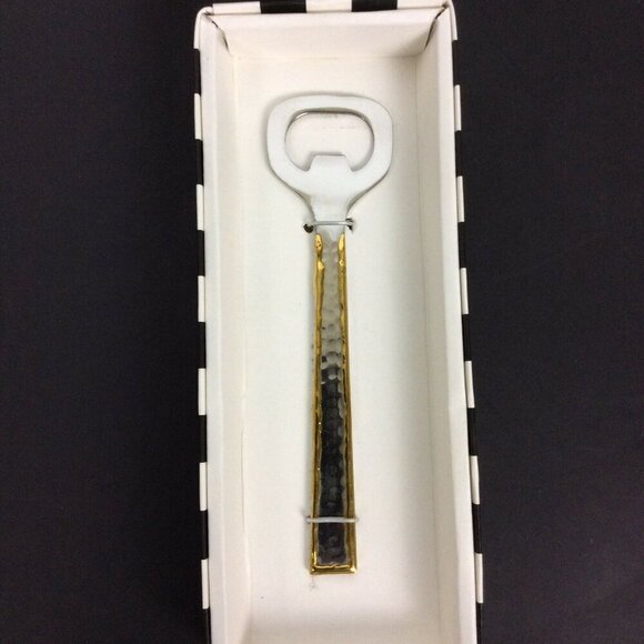 Hammered Silver Stainless Steel Brass Bottle Opener 6.25 Inches by David Tutera - Picture 2 of 3